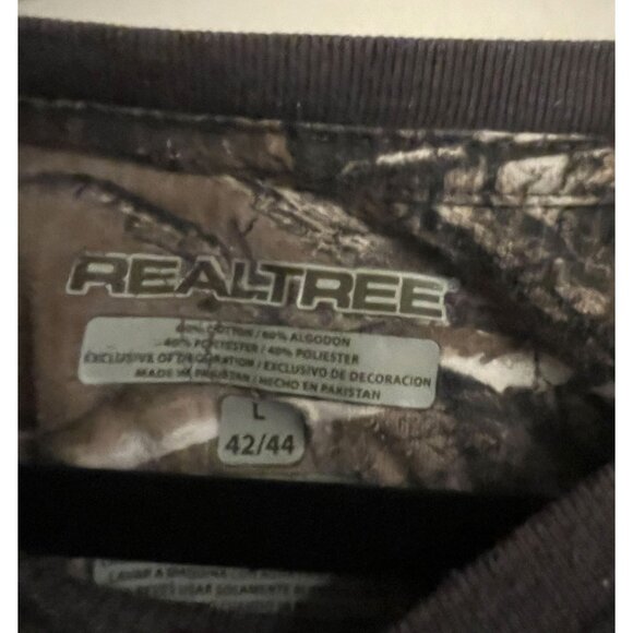 REAL TREE Mens Large 42/44 Olive Green Waffle Knit Long Sleeve Shirt - Picture 2 of 8